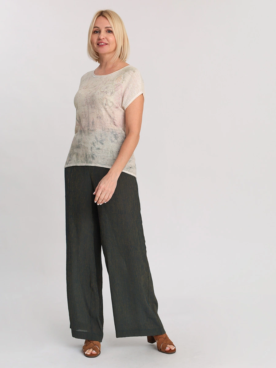 Блуза из смесового льна бежевого цвета